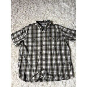 Carhartt Shirt Men's XXL Gray Plaid C Force Relaxed Fit Short Sleeve Logo